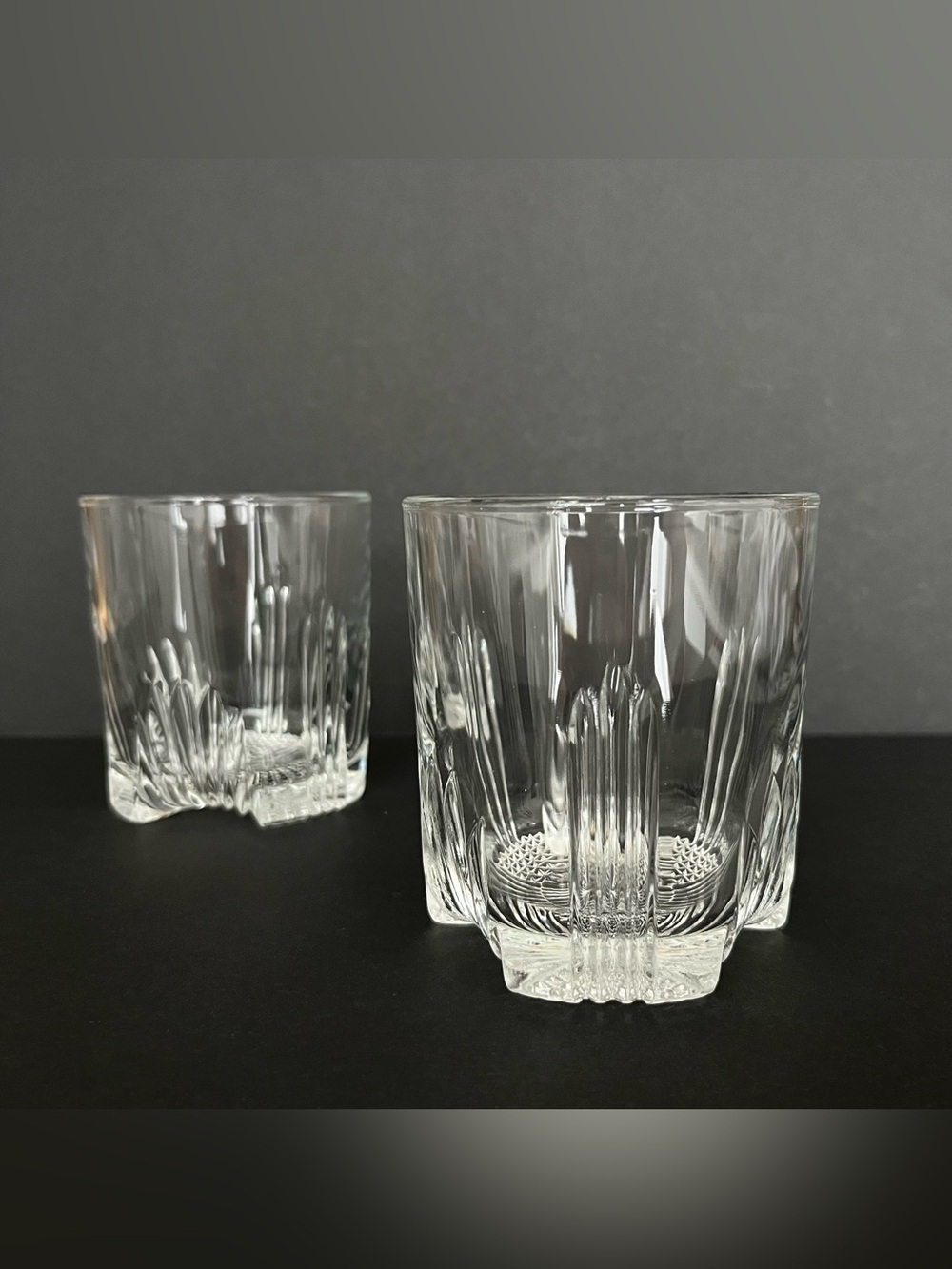 Vintage Bormioli Rocco Selecta Whiskey Double Old Fashioned Glasses Art Deco 2Pc